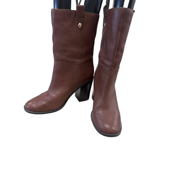 Nine West Womens Brown Leather retro Y2K Mid Calf Boots Size 10M SKU 7171 - Picture 2 of 10